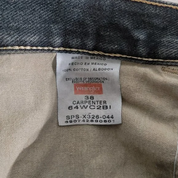 EUC WRANGLER Men's 38 (Actual 39" x 10") Denim Carpenter Shorts Dark Wash Blue - Picture 4 of 4